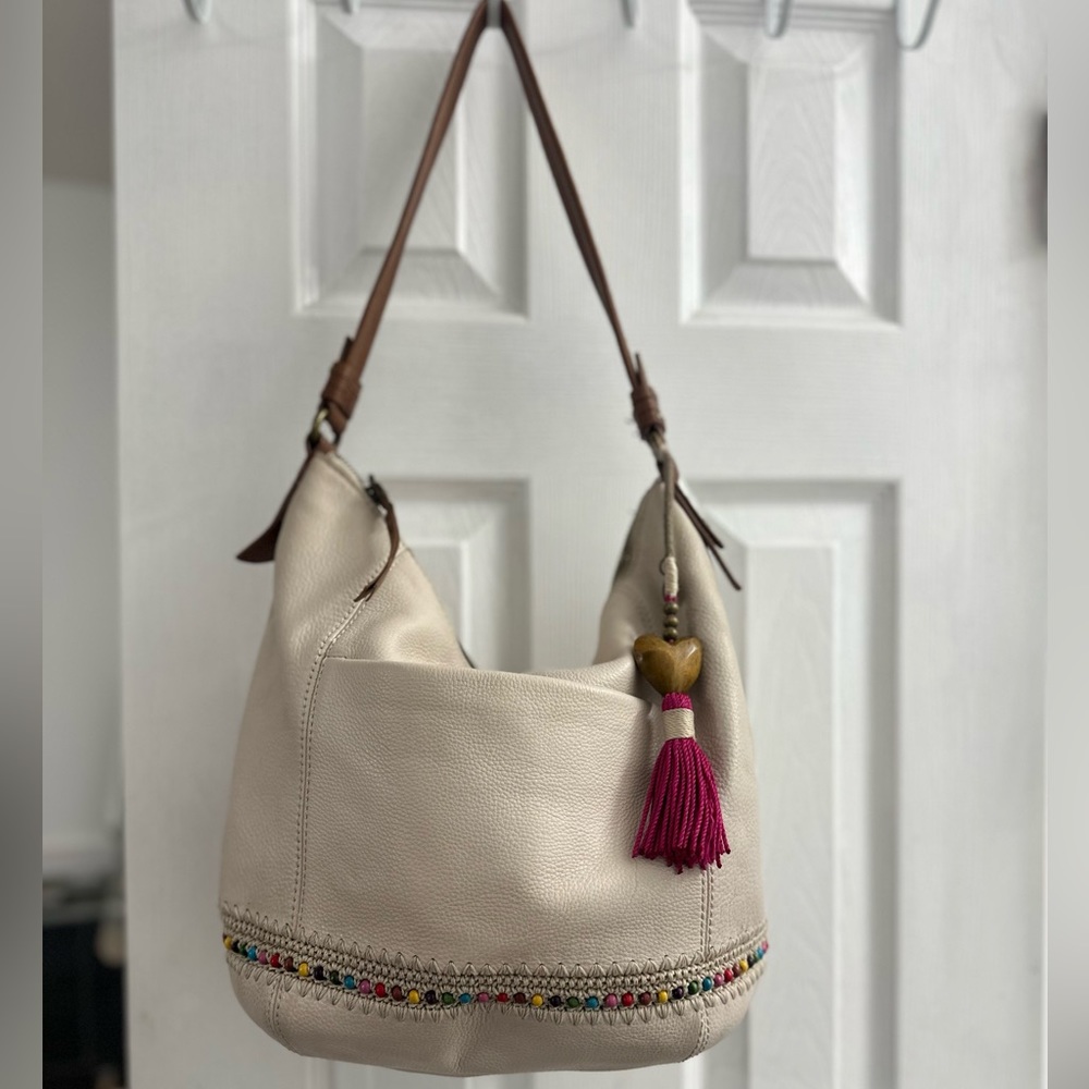 SOLD‼️The Sak Sequoia Women’s Large Pebble Leather Cream Hobo Shoulder Bag Purse